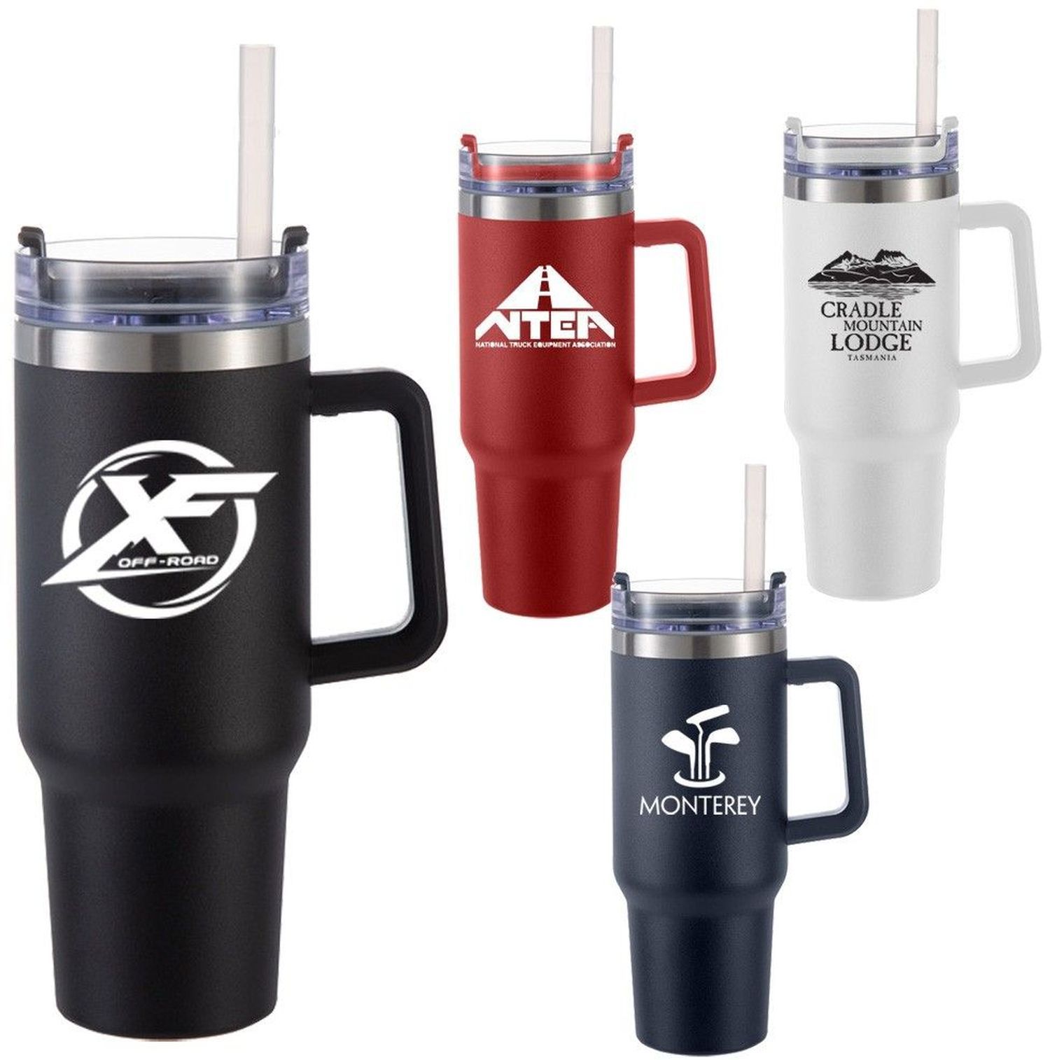 40 oz Vacuum Insulated Stainless Steel Tumbler with Handle Lid and Straw